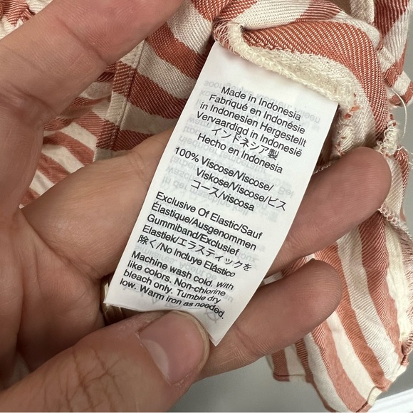 Madewell size XS striped short sleeve button front peplum top - Picture 5 of 8